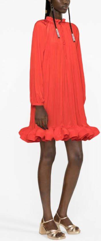 Lanvin Geplooide mini-jurk Rood