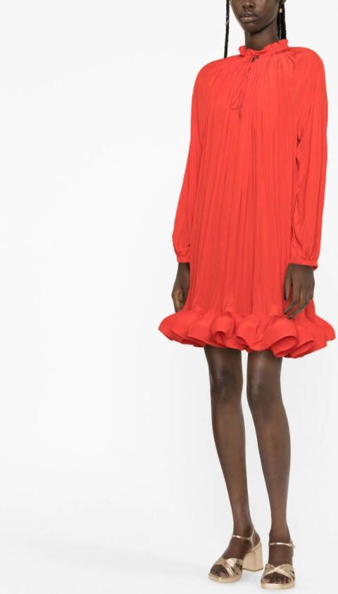 Lanvin Geplooide mini-jurk Rood