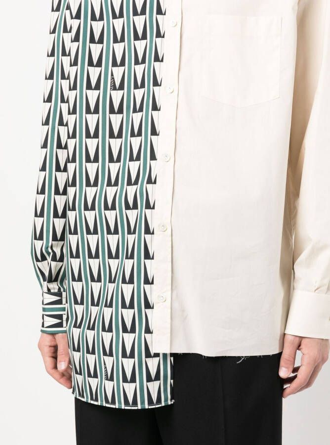 Lanvin Overhemd met geometrische print Beige