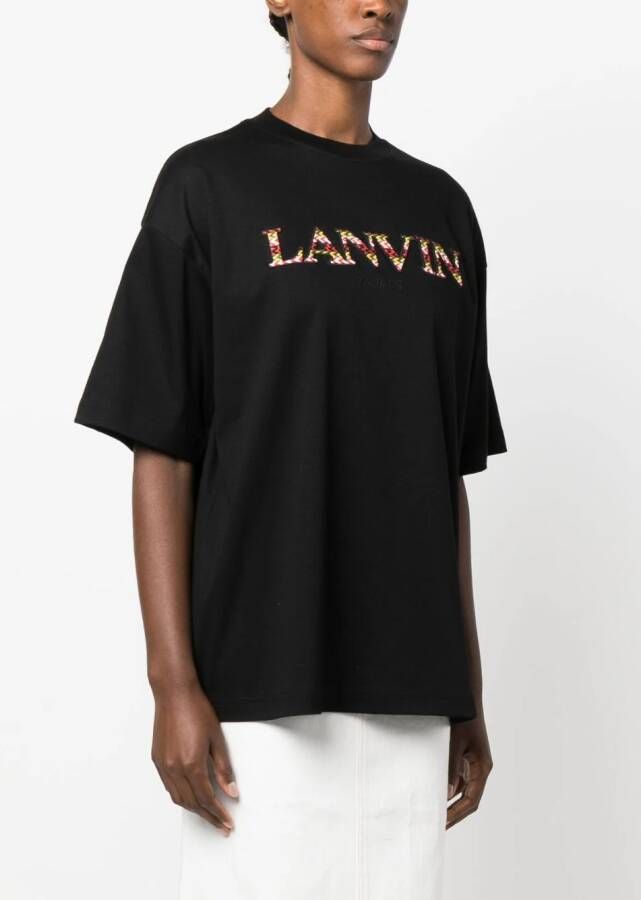 Lanvin T-shirt met geborduurd log Zwart