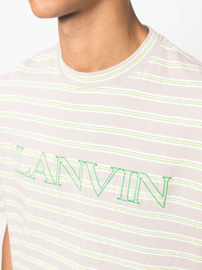 Lanvin T-shirt met geborduurd logo Bruin