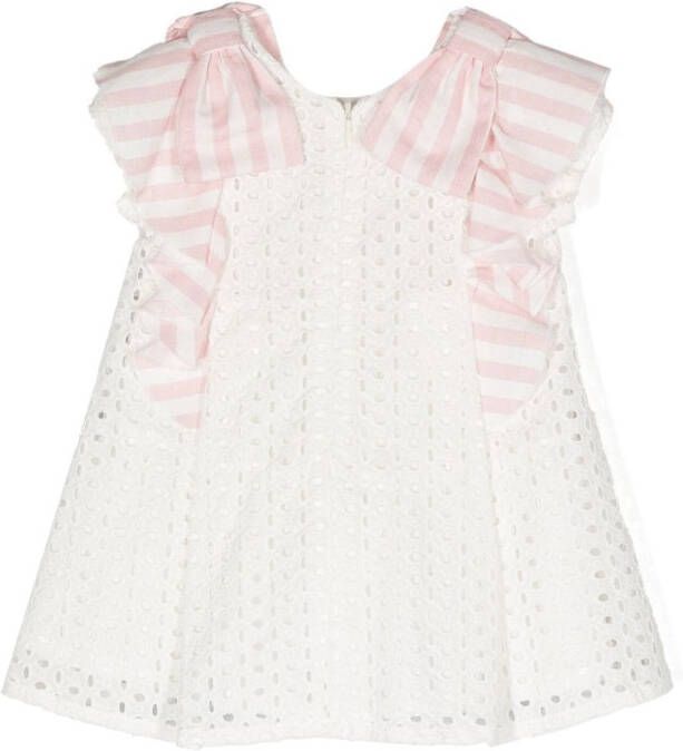 Lapin House Broderie anglaise mini-jurk Wit