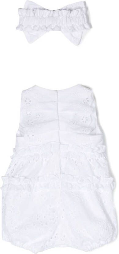 Lapin House Broderie anglaise romper en hoofdband Wit