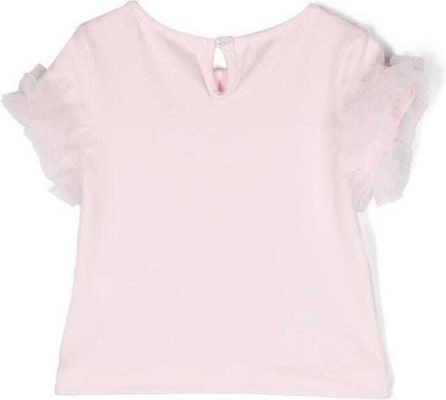 Lapin House T-shirt met tule afwerking Roze