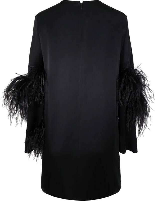 LAPOINTE Mini-jurk verfraaid met veren Zwart