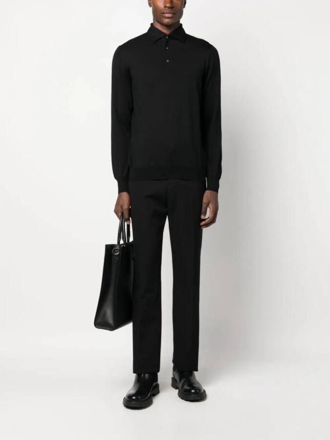 Lardini Fijngebreid poloshirt Zwart