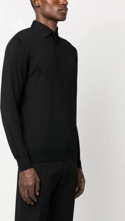 Lardini Fijngebreid poloshirt Zwart