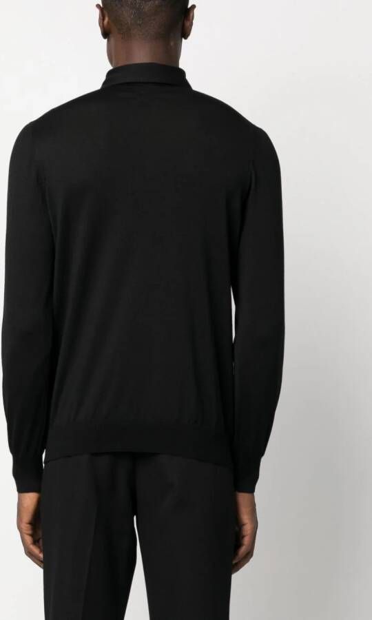 Lardini Fijngebreid poloshirt Zwart