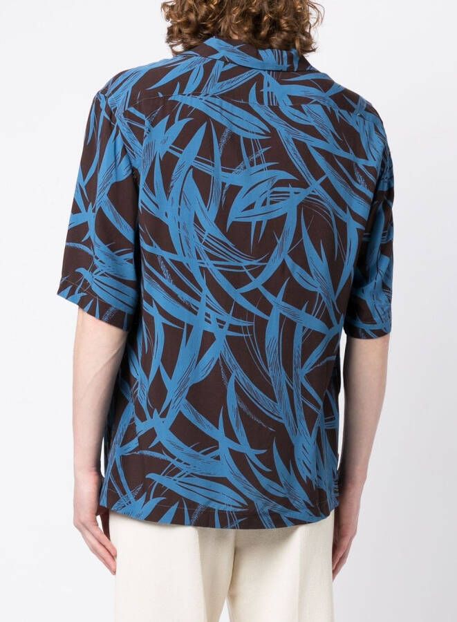 Lardini Overhemd met bladerprint Blauw