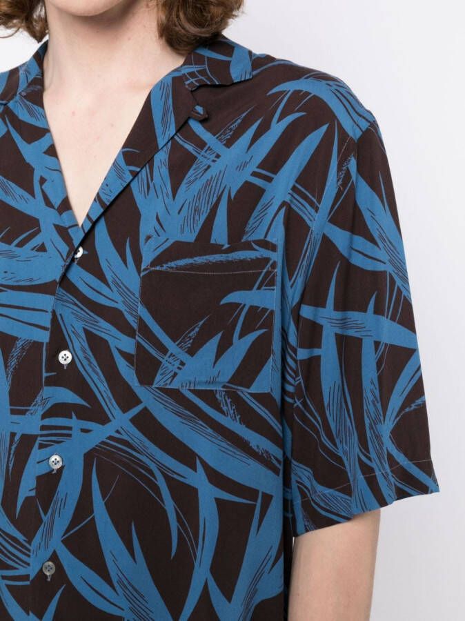 Lardini Overhemd met bladerprint Blauw