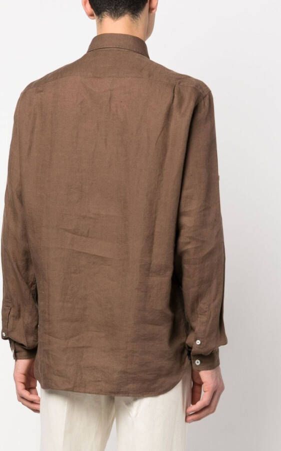 Lardini Linnen poloshirt Bruin