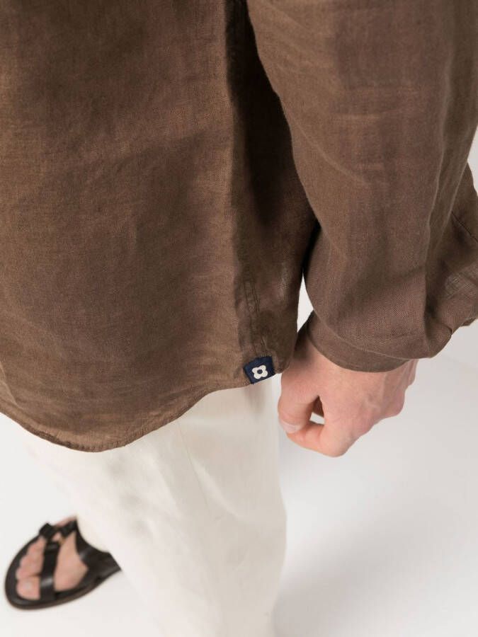 Lardini Linnen poloshirt Bruin