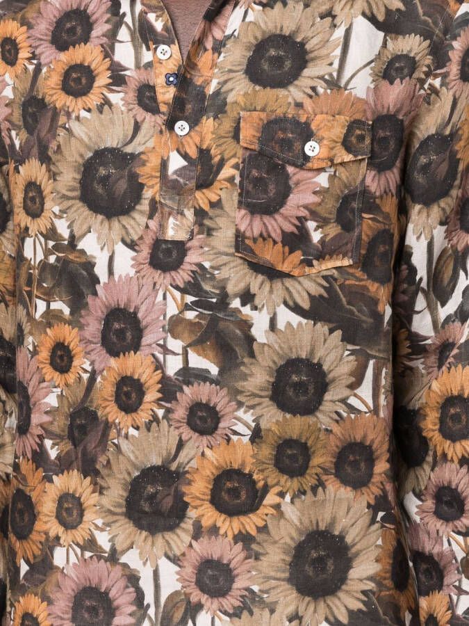 Lardini Overhemd met bloemenprint Bruin