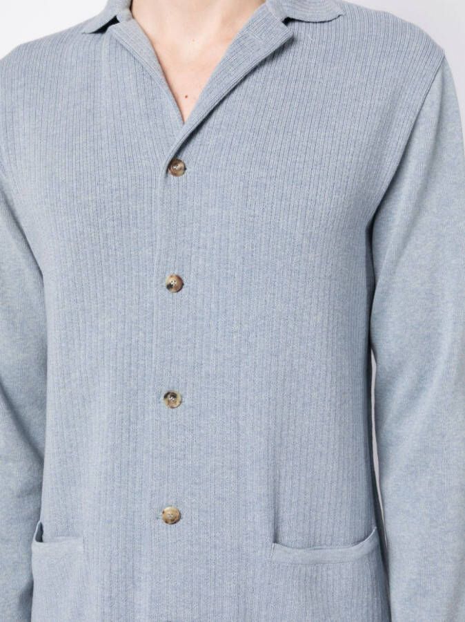 Lardini Ribgebreid overhemd Blauw