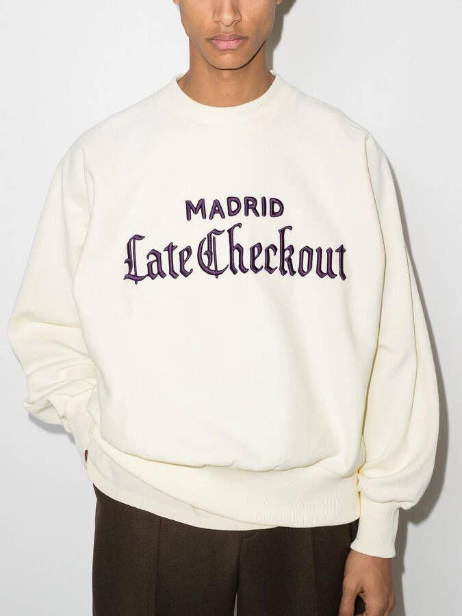 Late Checkout Sweater met geborduurd logo Beige