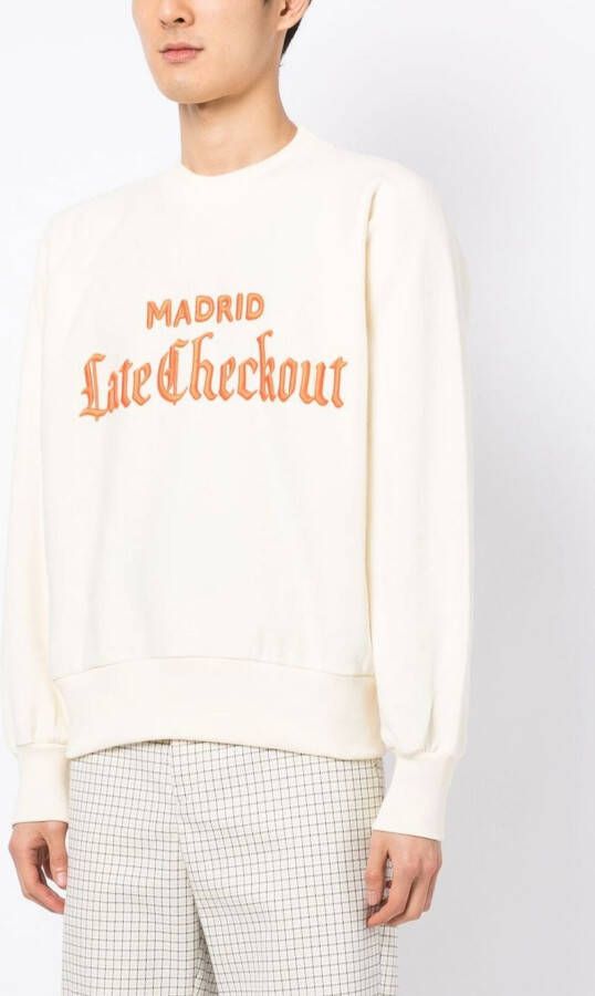 Late Checkout Sweater met logopatch Wit