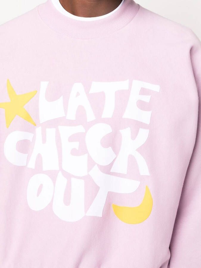 Late Checkout Sweater met logoprint Paars