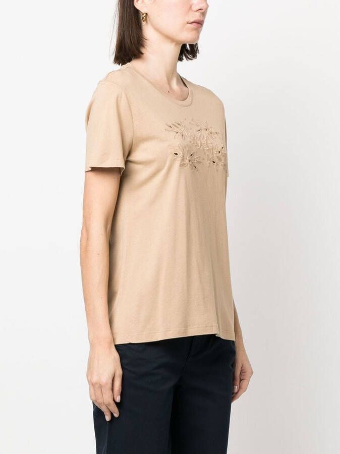 Lauren Ralph Lauren T-shirt met geborduurd detail Bruin