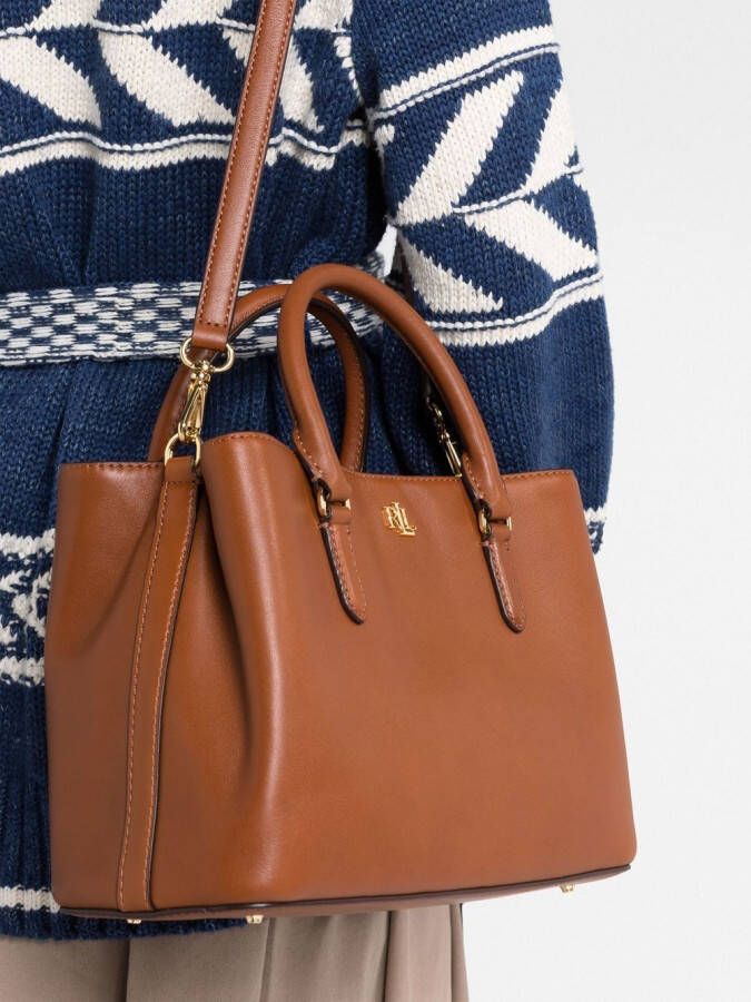 Lauren Ralph Lauren Marcy leren shopper Bruin