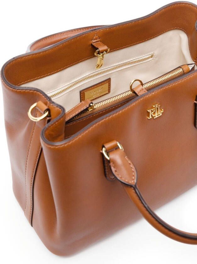 Lauren Ralph Lauren Marcy leren shopper Bruin