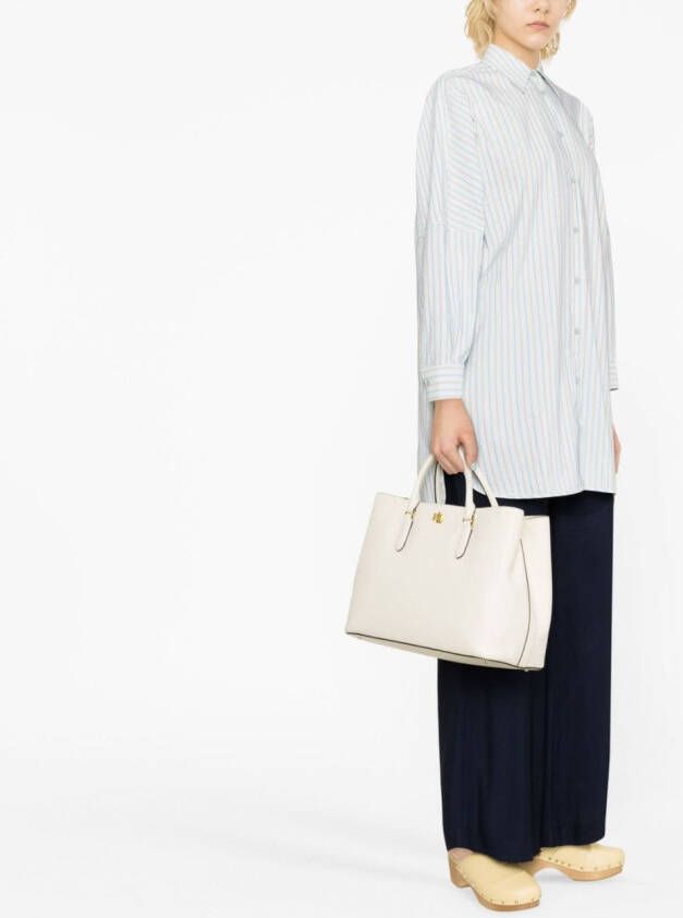 Lauren Ralph Lauren Marcy leren shopper Beige