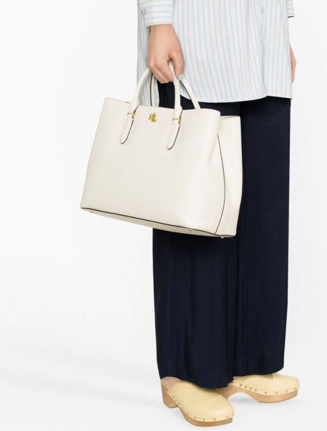 Lauren Ralph Lauren Marcy leren shopper Beige