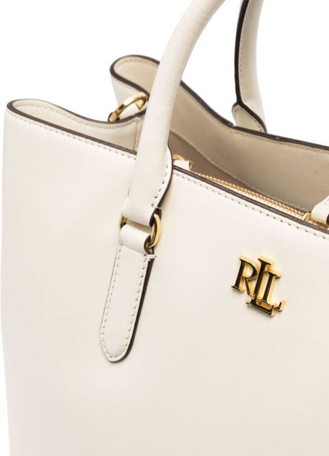 Lauren Ralph Lauren Marcy leren shopper Beige