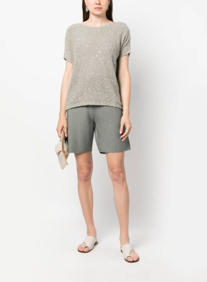 Le Tricot Perugia Shorts met trekkoordtaille Groen
