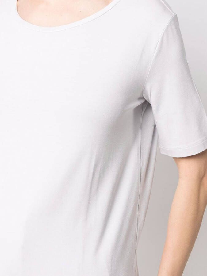 Le Tricot Perugia T-shirt met diepe ronde hals Grijs