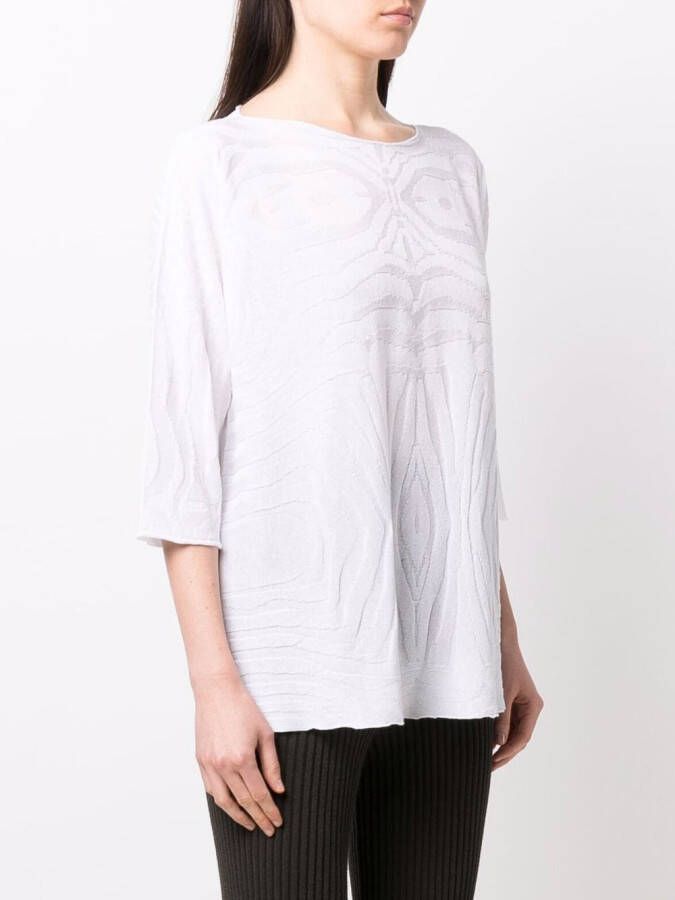 Le Tricot Perugia T-shirt met ronde hals Wit