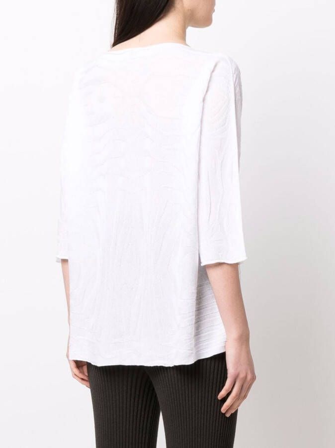 Le Tricot Perugia T-shirt met ronde hals Wit