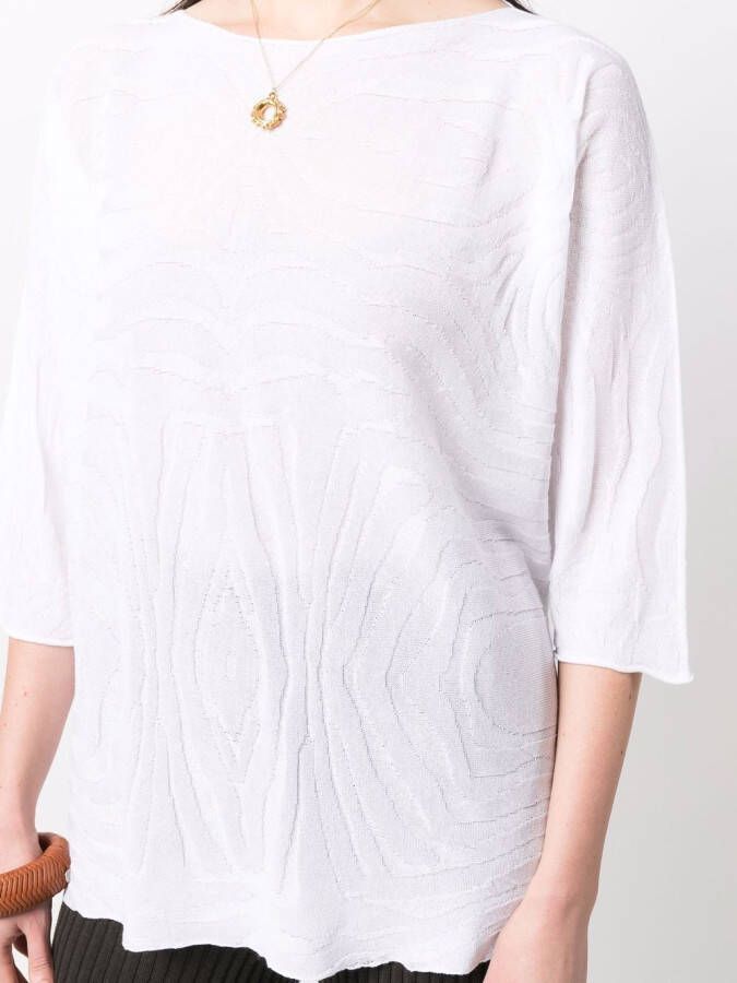 Le Tricot Perugia T-shirt met ronde hals Wit