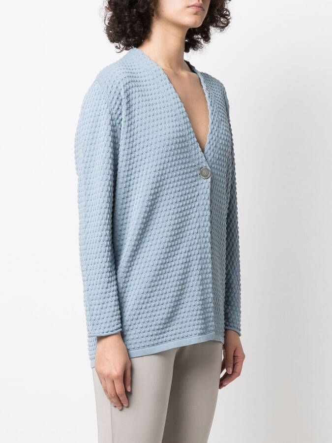 Le Tricot Perugia Vest met knopen Blauw