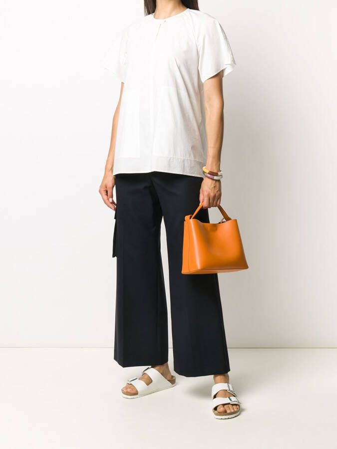Lee Mathews T-shirt met knoopsluiting Wit