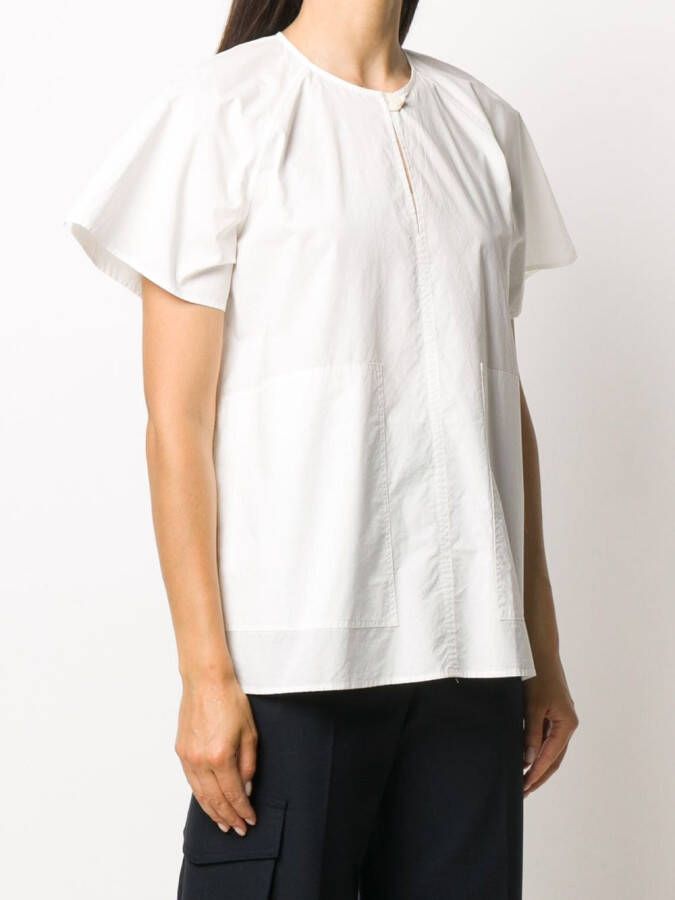 Lee Mathews T-shirt met knoopsluiting Wit