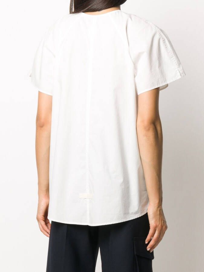 Lee Mathews T-shirt met knoopsluiting Wit