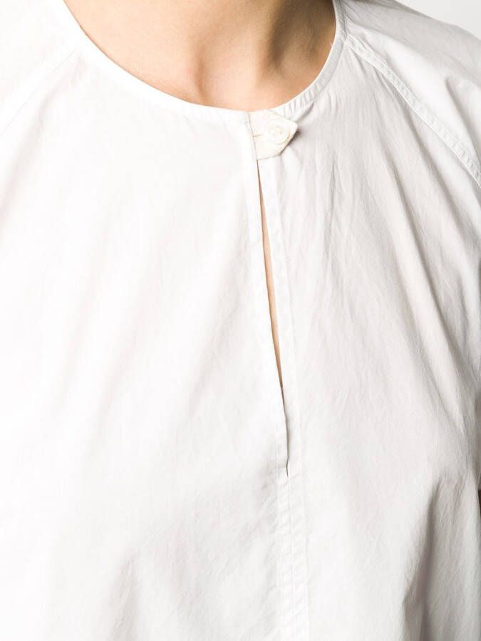Lee Mathews T-shirt met knoopsluiting Wit