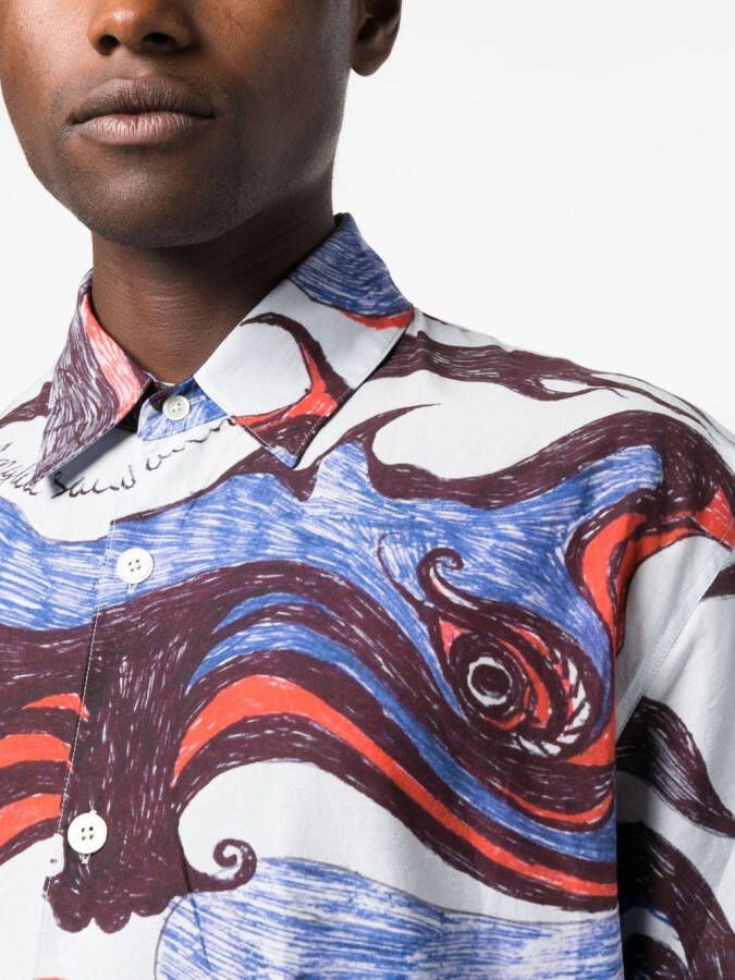 LEMAIRE Overhemd met print Blauw