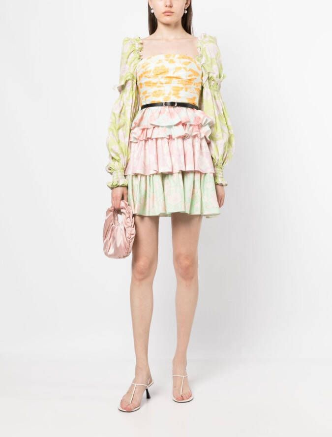 Leo Lin Holly Mini-jurk met lange mouwen Veelkleurig