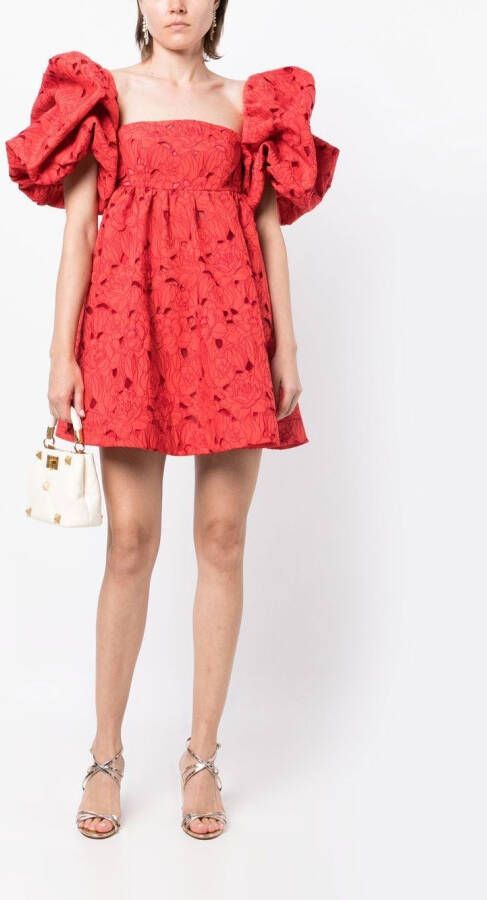 Leo Lin Mini-jurk met pofmouwen Rood