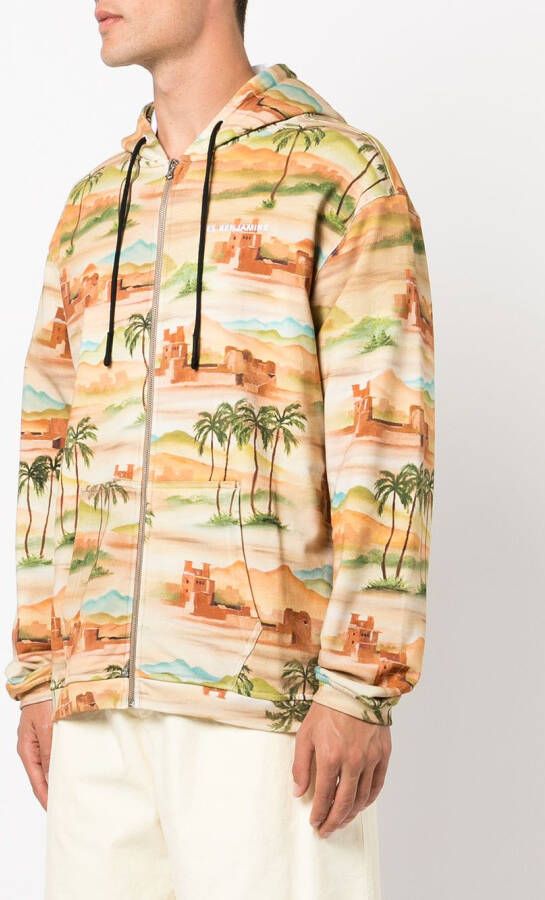Les Benjamins Hoodie met grafische print Bruin