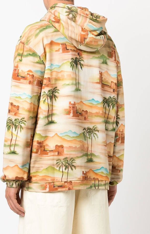 Les Benjamins Hoodie met grafische print Bruin