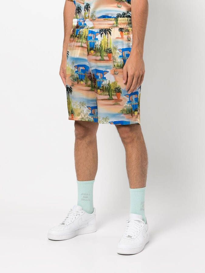 Les Benjamins Shorts met tropische print Oranje