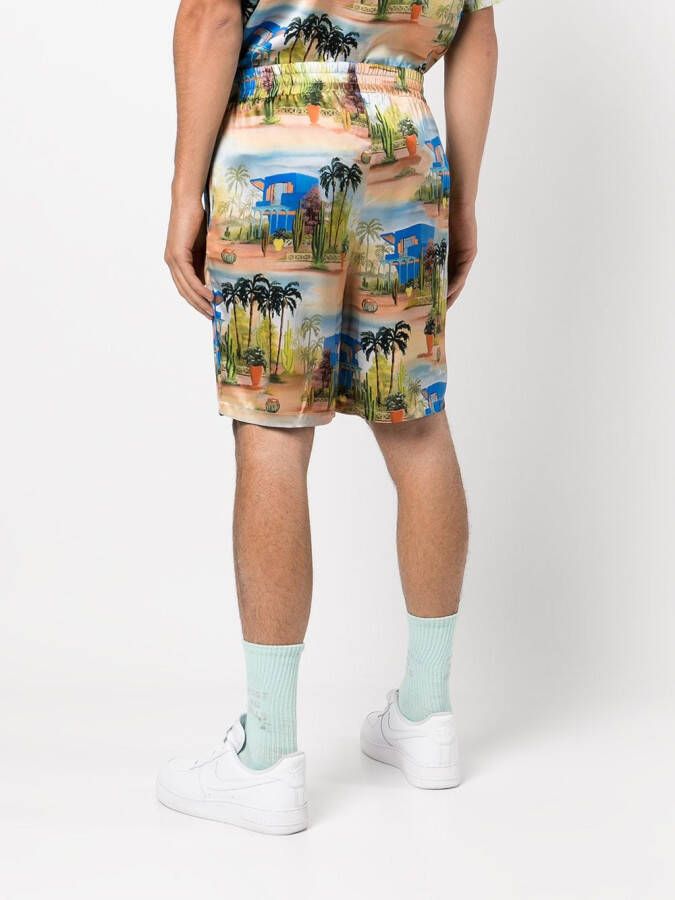 Les Benjamins Shorts met tropische print Oranje