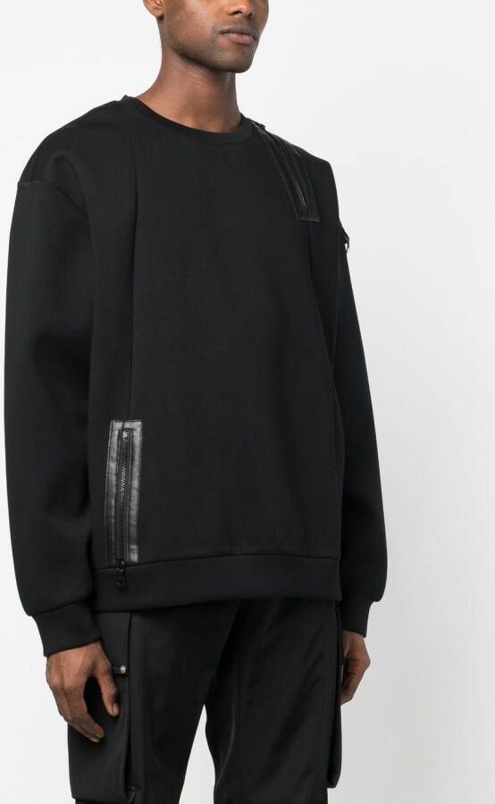 LES HOMMES Sweater met ritsdetail Zwart
