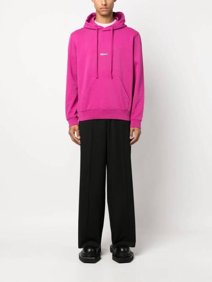 LES HOMMES Hoodie met logoplakkaat Roze