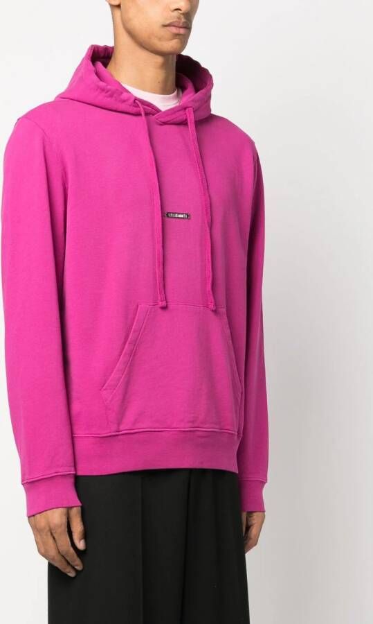LES HOMMES Hoodie met logoplakkaat Roze