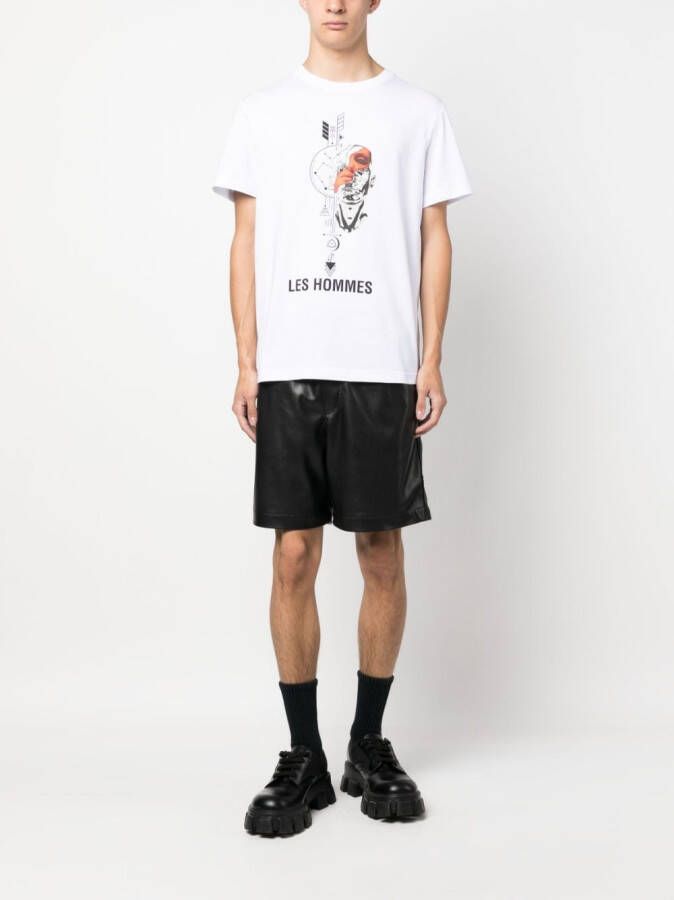 LES HOMMES T-shirt met print Wit