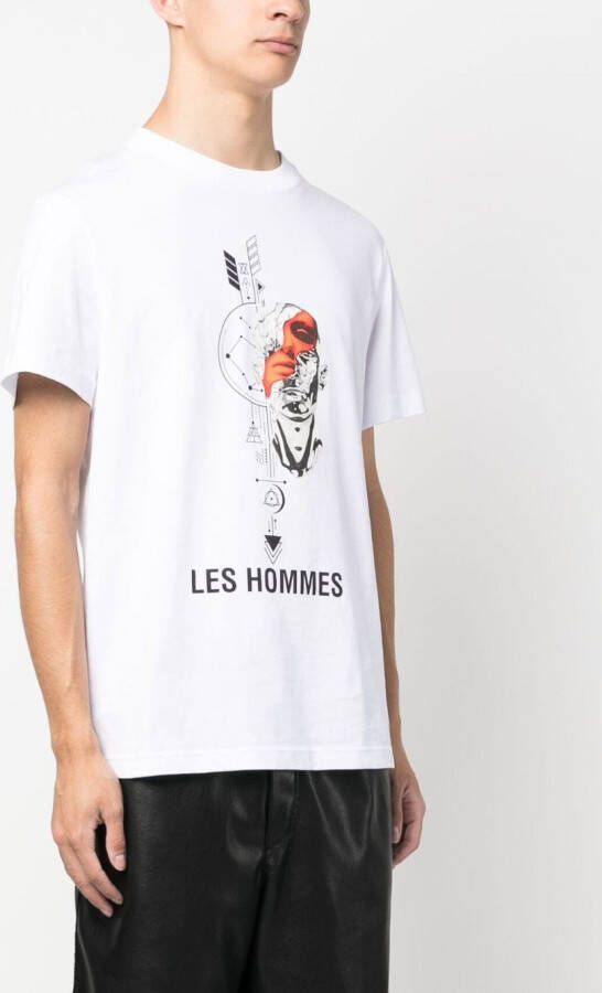 LES HOMMES T-shirt met print Wit