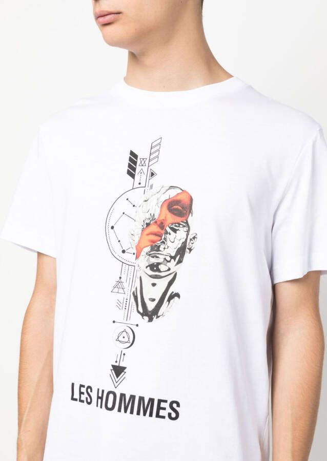 LES HOMMES T-shirt met print Wit